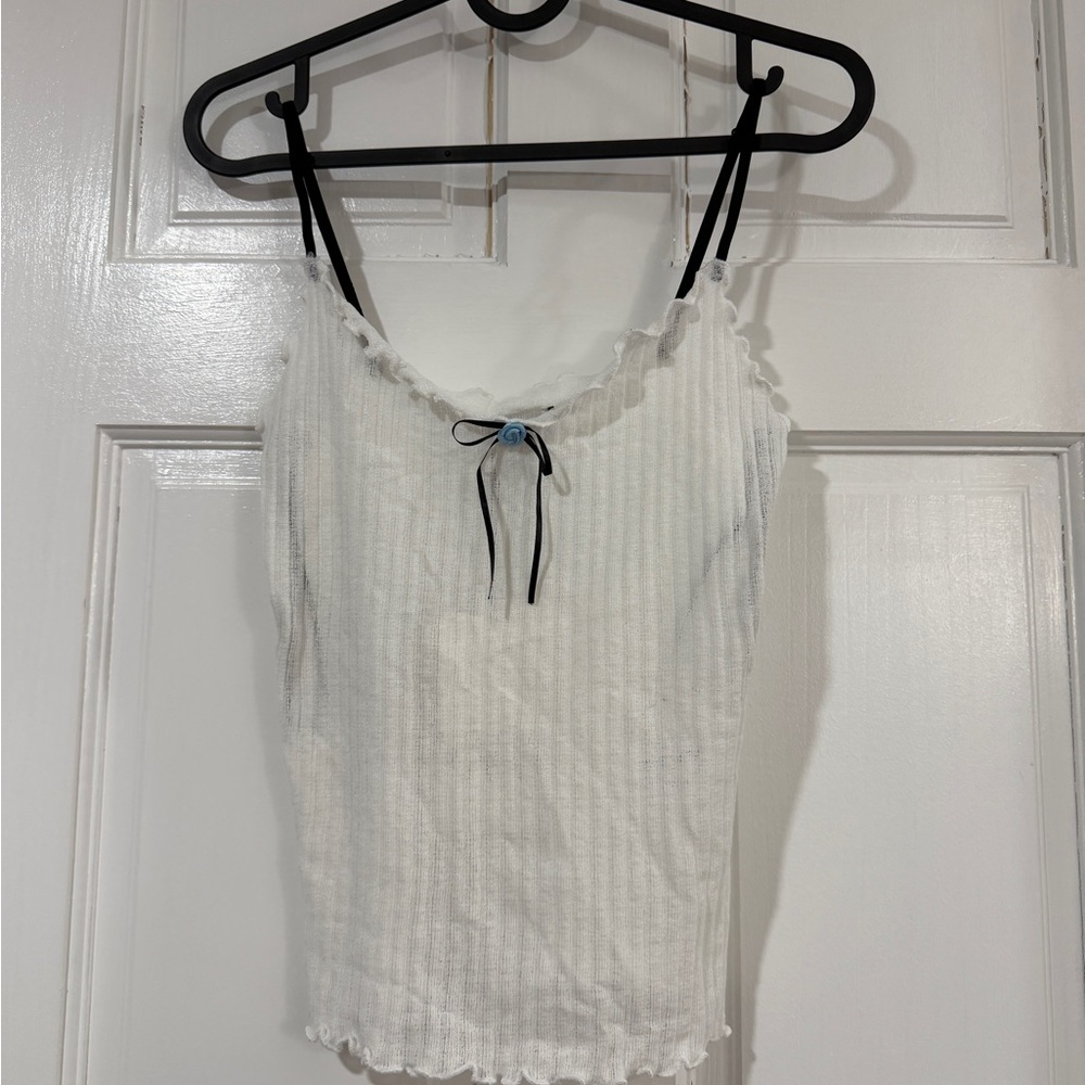 FLORAL BOW RUSTIC RIBBED TOP
